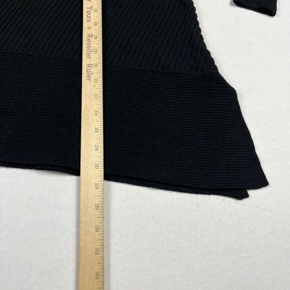 Chicos Tunic Sweater Black Asymmetric Warm Cozy Ribbed Knit Pullover 0 SMALL NEW - Picture 7 of 12